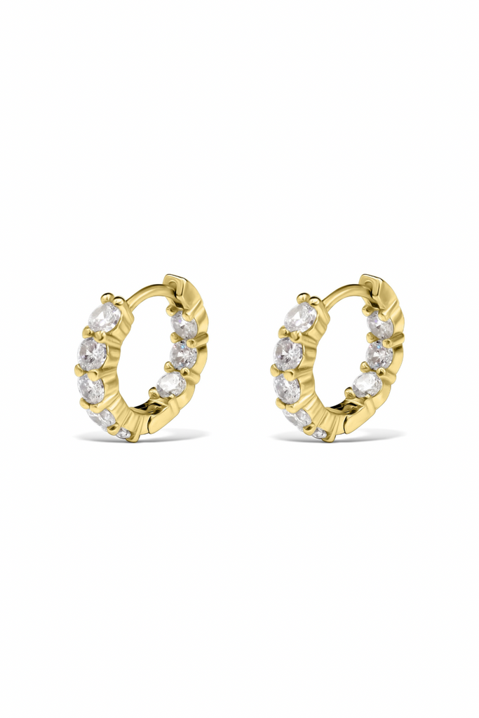 Crystal Mini Hoop Earrings | Gold Vermeil