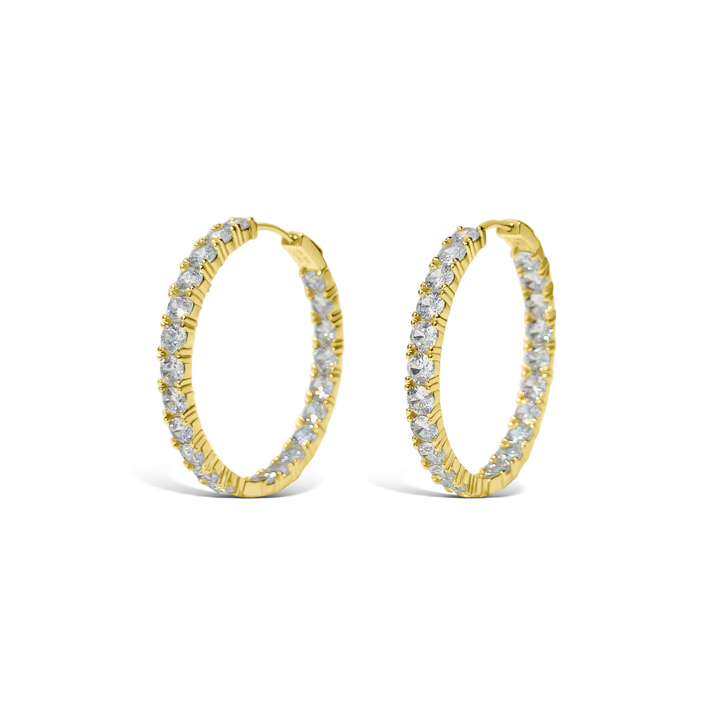 Crystal Large Hoop Earrings | Gold Vermeil