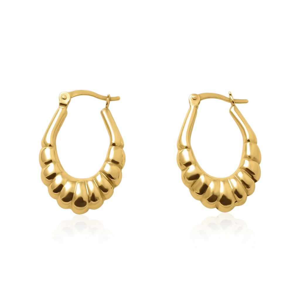 Dome Oval Hoop Earrings | Gold Vermeil