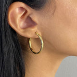 Textured Midi Hoop Earrings | Gold Vermeil