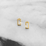 Pearl Rectangle Earrings | Gold Vermeil