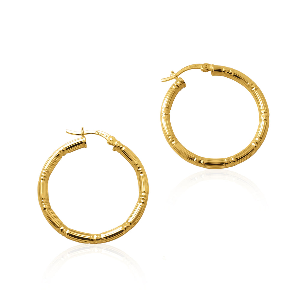 Textured Midi Hoop Earrings | Gold Vermeil