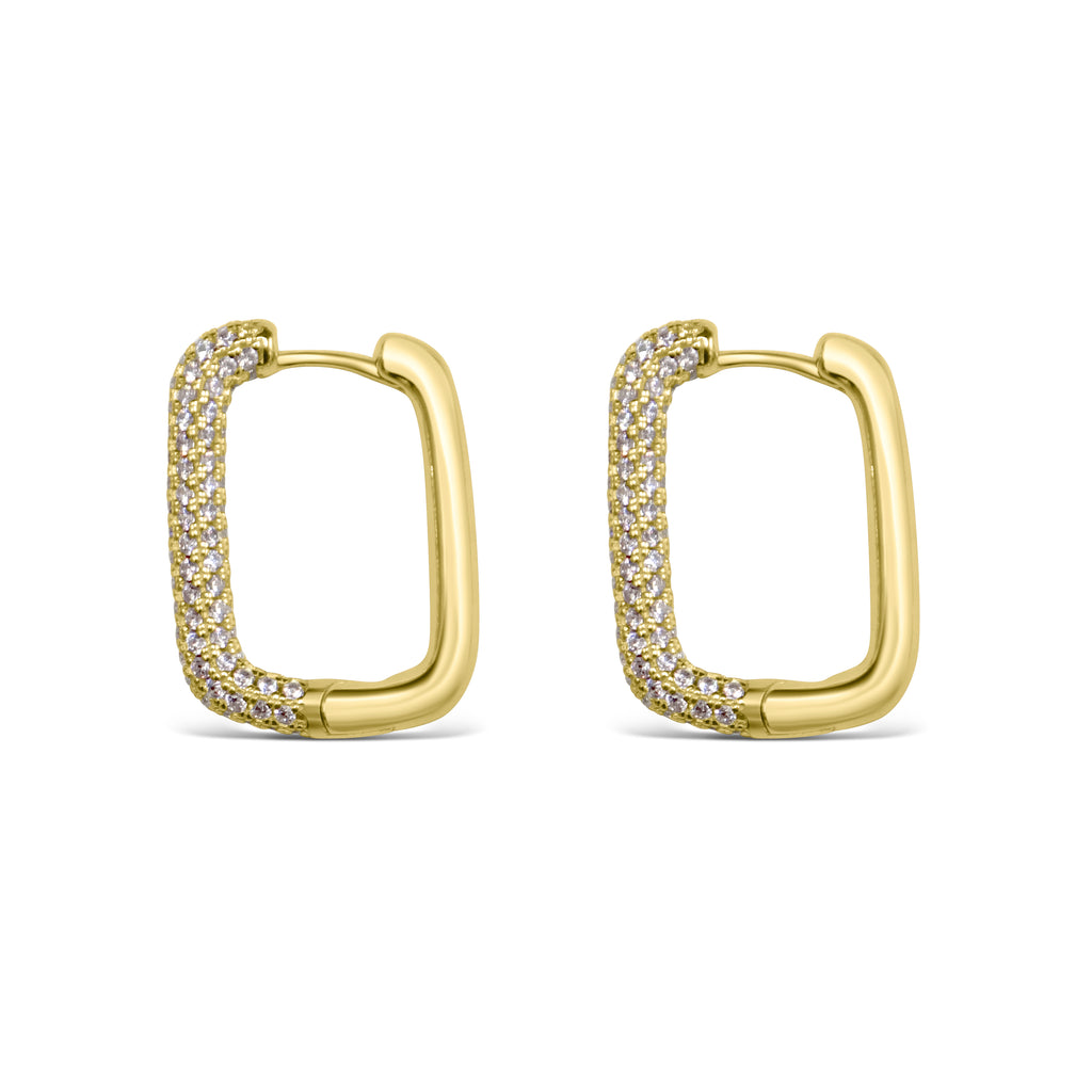 Rectangle Pave Earrings | Gold Vermeil