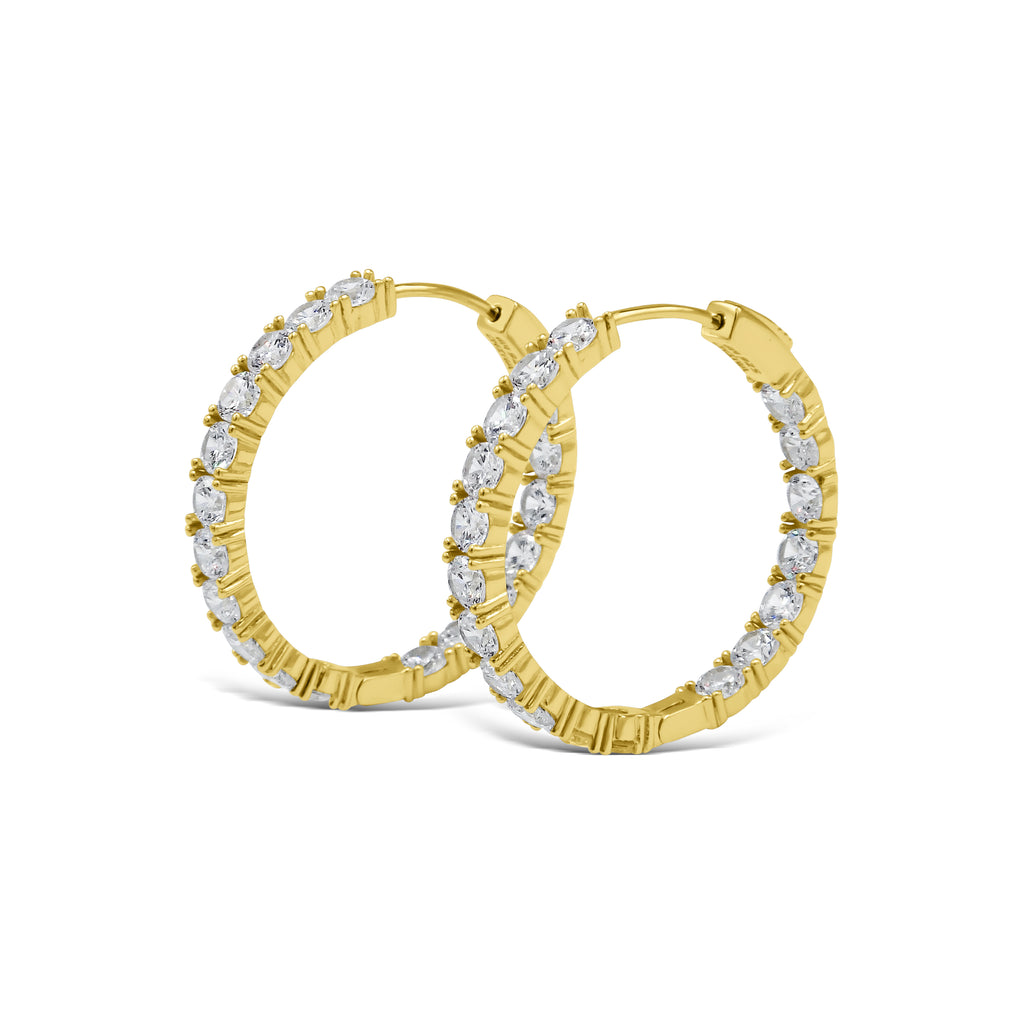 Crystal Medium Hoop Earrings | Gold Vermeil
